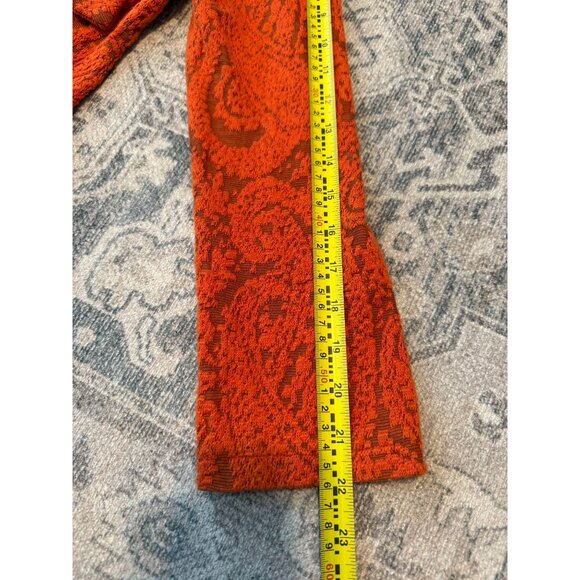 MOTH Anthropologie Jacquard Moto Zip Jacket Orange Small Stretch Long Sleeves - Picture 8 of 12